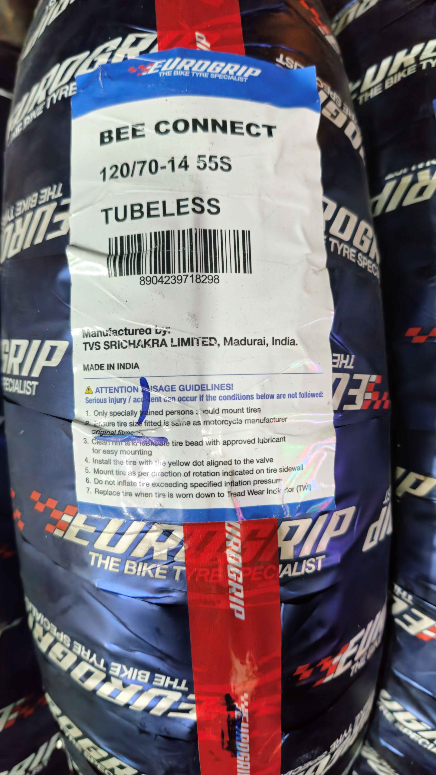 لاستیک سایز120/70/14 برند یورو گریپ2025EUROGRIP - Image 2