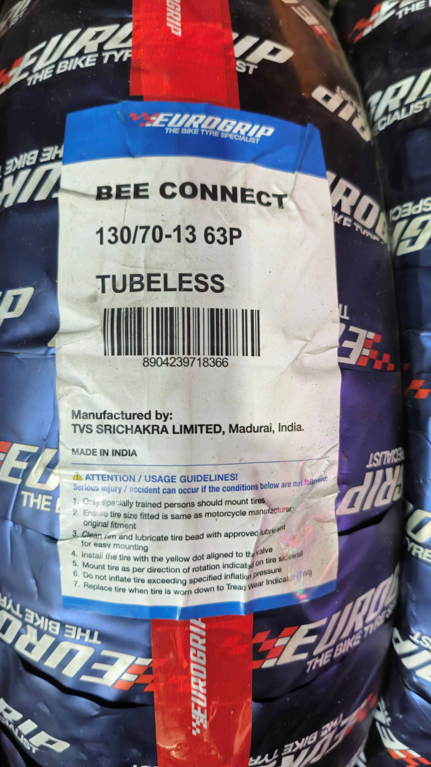 لاستیک 130/70/13 برند یورو گریپ - Image 2